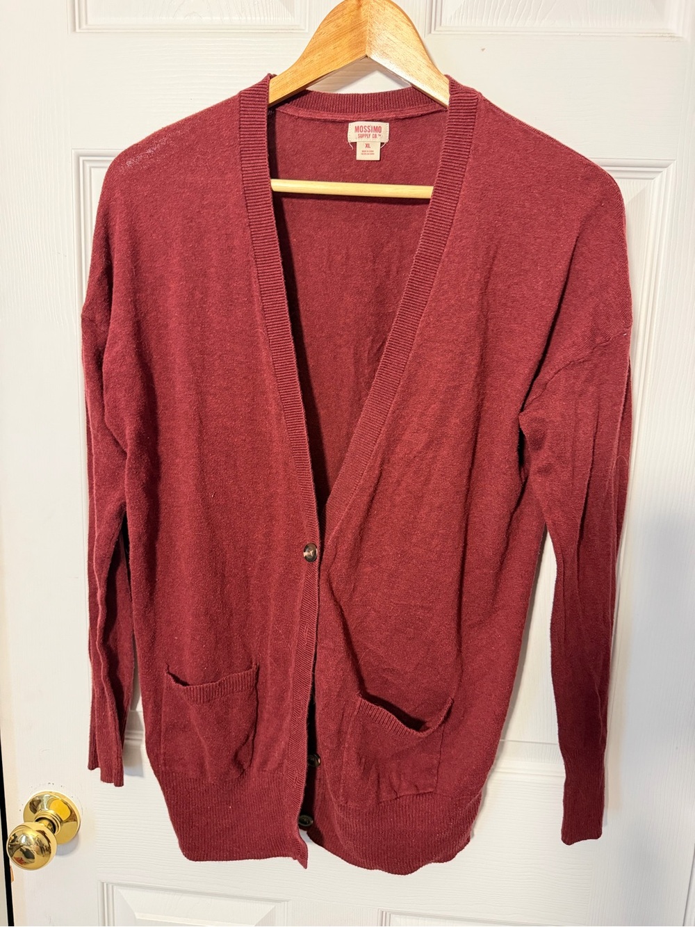 Mossimo Supply Co. Wine Red V-Neck Button Cardigan